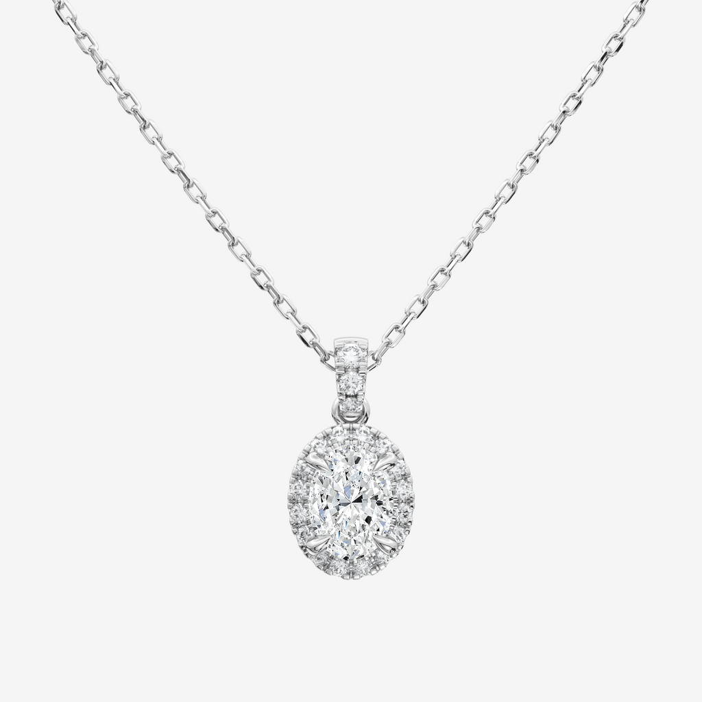 Asscher Halo Lab Grown Diamond Pendant Necklace in 14K Yellow Gold test