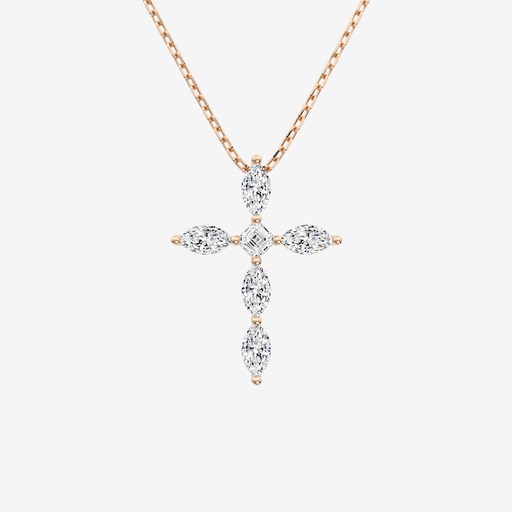 Asscher Halo Lab Grown Diamond Pendant Necklace in 14K Yellow Gold test