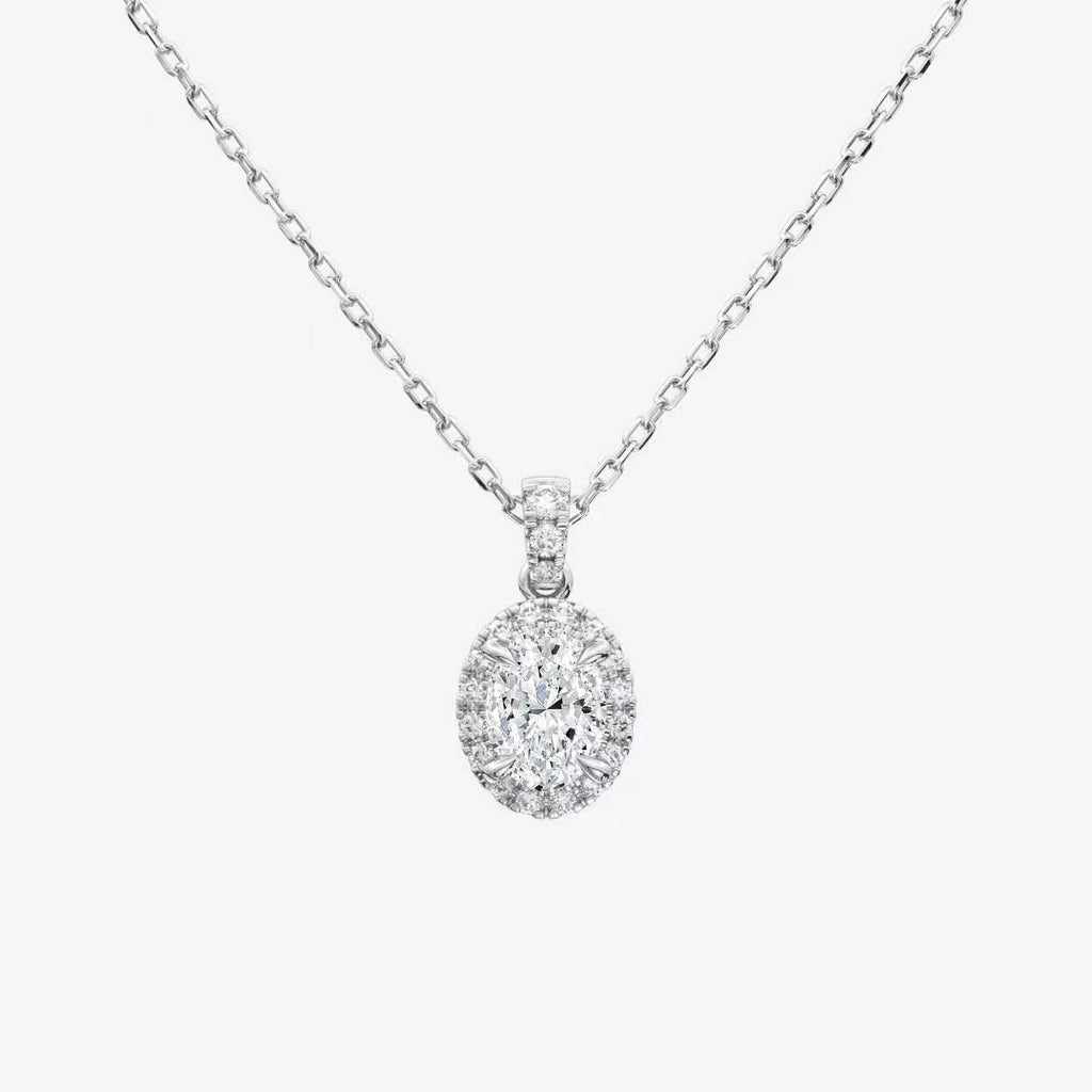 Asscher Halo Lab Grown Diamond Pendant Necklace in 14K Yellow Gold test