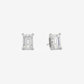 Classic Emerald 4-Prong Lab Grown Diamond Stud Earrings in 14K White Gold