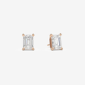 Classic Emerald 4-Prong Lab Grown Diamond Stud Earrings in 14K Rose Gold