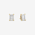 Classic Emerald 4-Prong Lab Grown Diamond Stud Earrings in 14K Yellow Gold