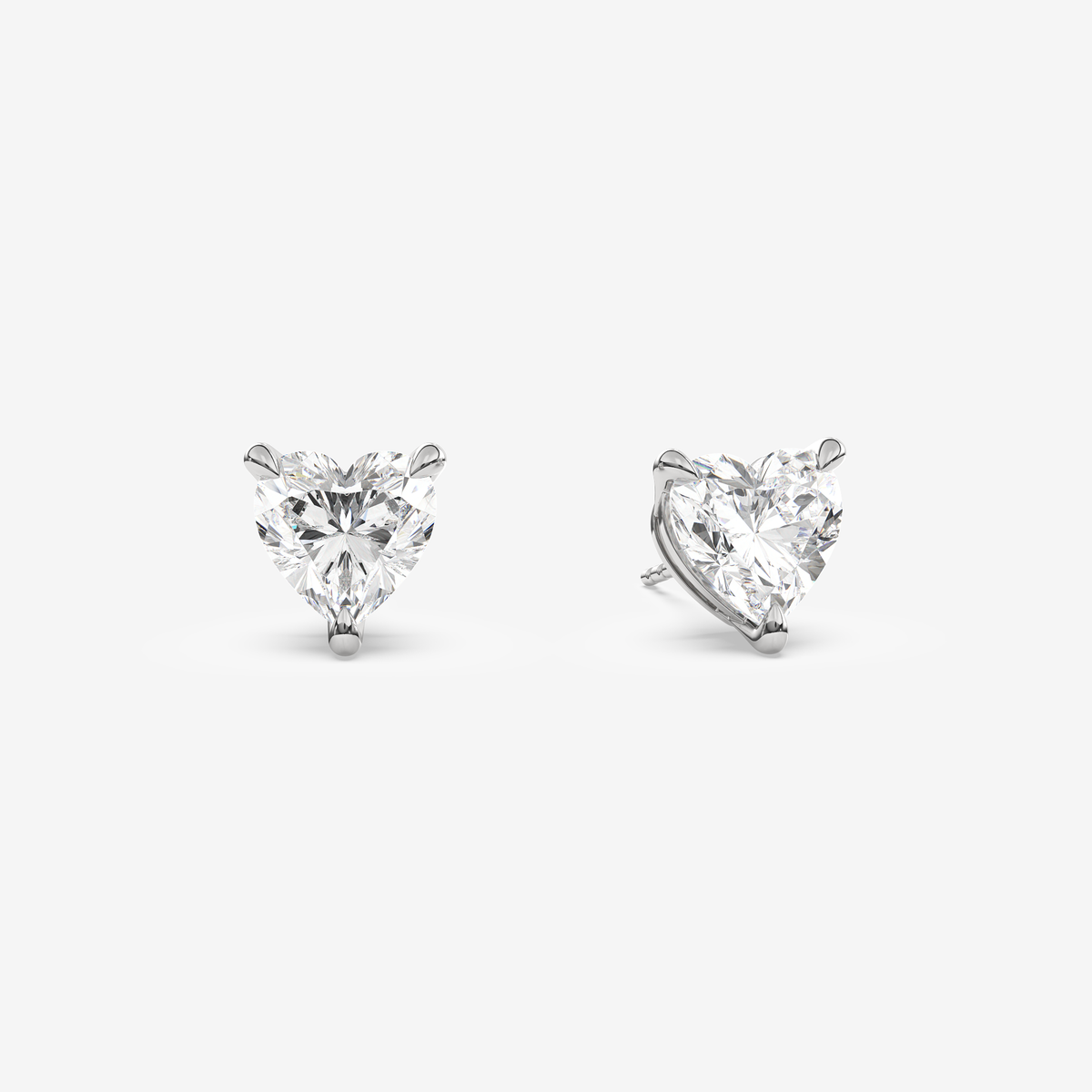 Classic Heart 4-Prong Lab Grown Diamond Stud Earrings in 14K White Gold