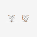 Classic Heart 4-Prong Lab Grown Diamond Stud Earrings in 18K Rose Gold