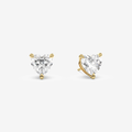 Classic Heart 4-Prong Lab Grown Diamond Stud Earrings in 14K Yellow Gold