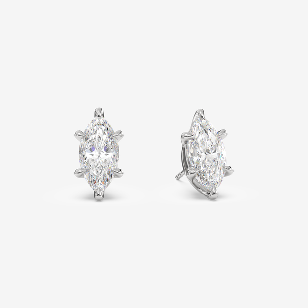 Classic Marquise 4-Prong Lab Grown Diamond Stud Earrings in 14K White Gold