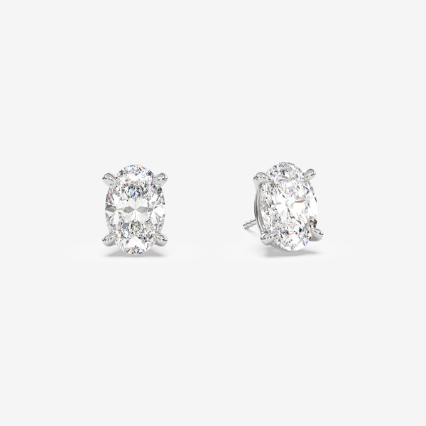 Classic Oval 4-Prong Lab Grown Diamond Stud Earrings in 14K White Gold