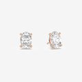 Classic Oval 4-Prong Lab Grown Diamond Stud Earrings in 18K Rose Gold