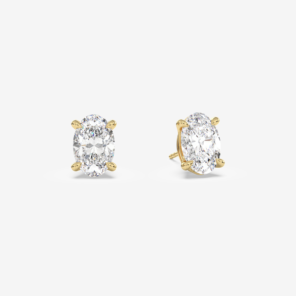 Classic Oval 4-Prong Lab Grown Diamond Stud Earrings in 14K White Gold