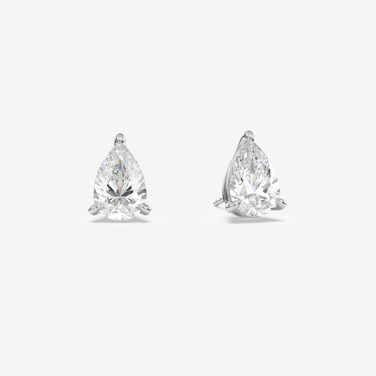 Classic Pear 4-Prong Lab Grown Diamond Stud Earrings in 14K White Gold
