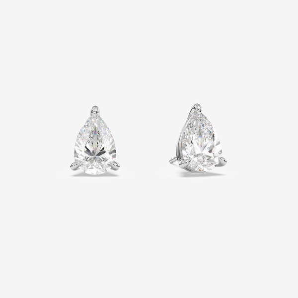 Classic Pear 4-Prong Lab Grown Diamond Stud Earrings in 14K White Gold