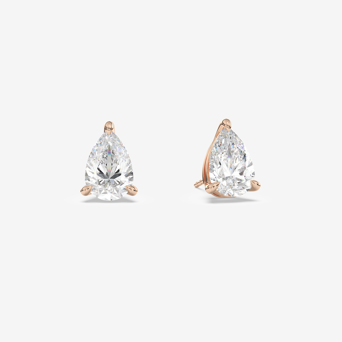 Classic Pear 4-Prong Lab Grown Diamond Stud Earrings in 14K White Gold