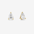 Classic Pear 4-Prong Lab Grown Diamond Stud Earrings in 18K Yellow Gold