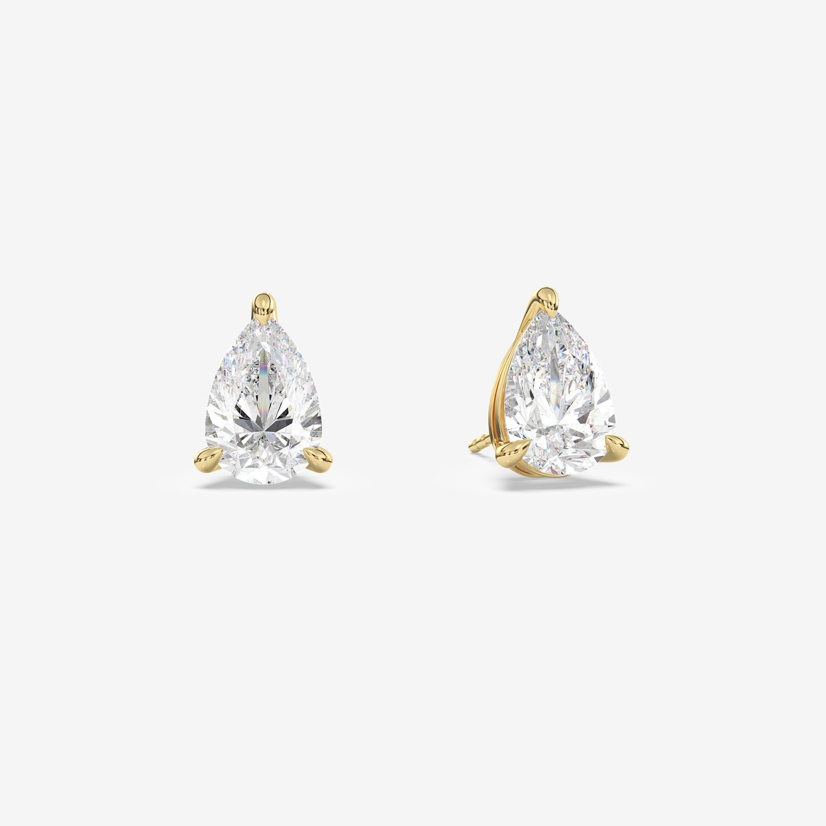 Classic Pear 4-Prong Lab Grown Diamond Stud Earrings in 14K White Gold