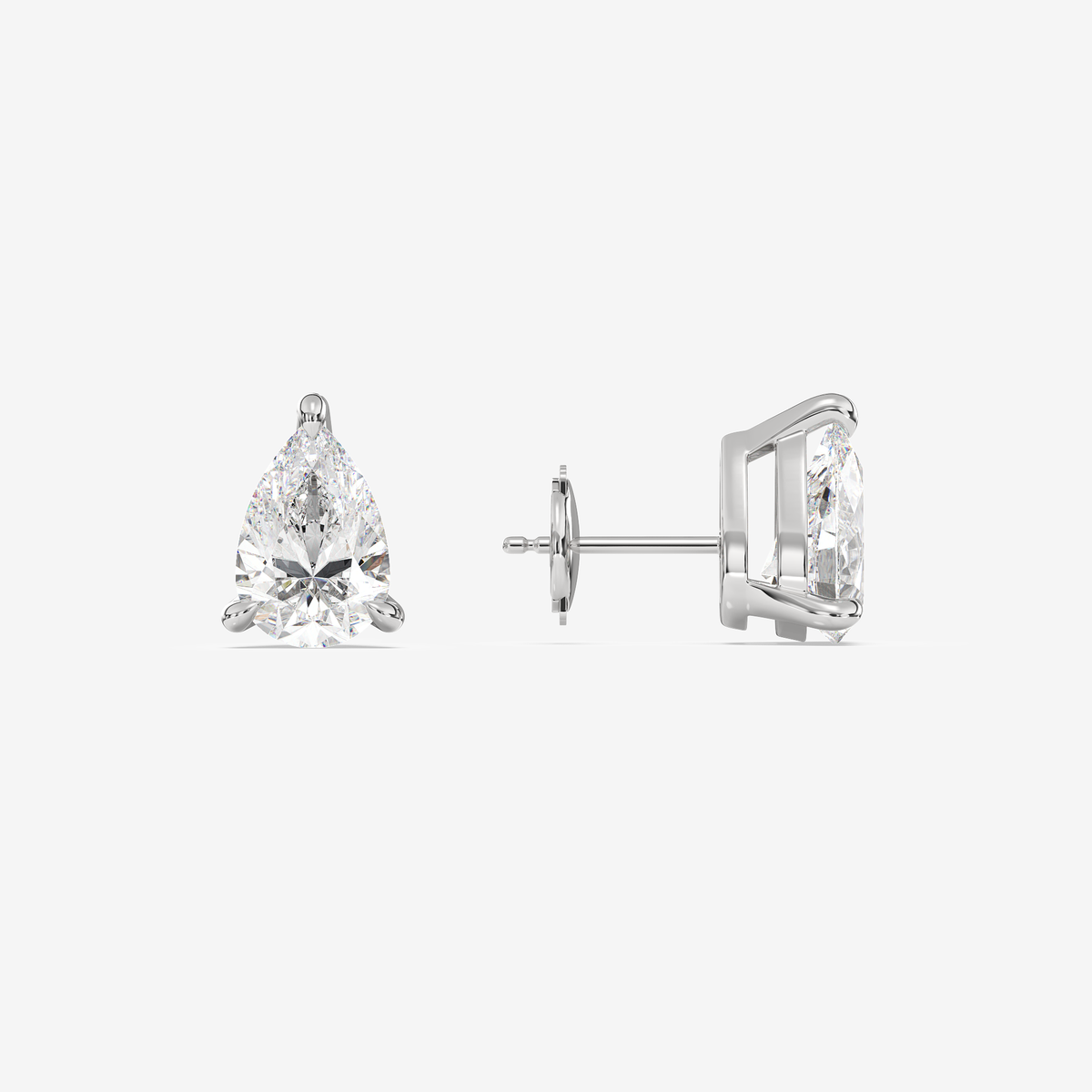 Classic Pear 4-Prong Lab Grown Diamond Stud Earrings in 14K White Gold