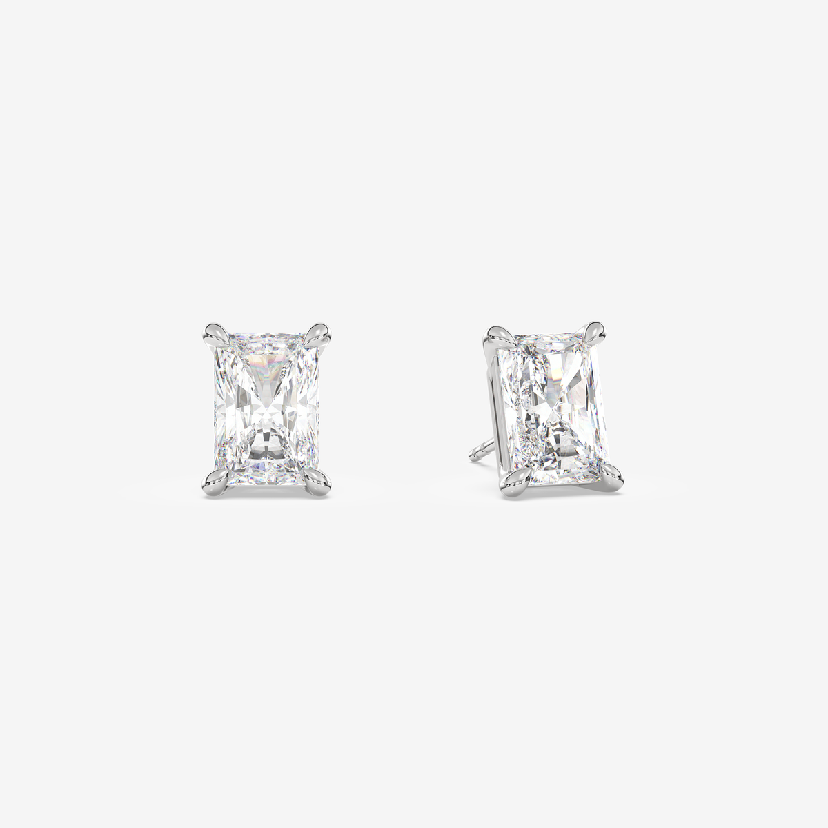 Classic Radiant 4-Prong Lab Grown Diamond Stud Earrings in 14K White Gold