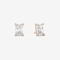 Classic Radiant 4-Prong Lab Grown Diamond Stud Earrings in 14K Rose Gold