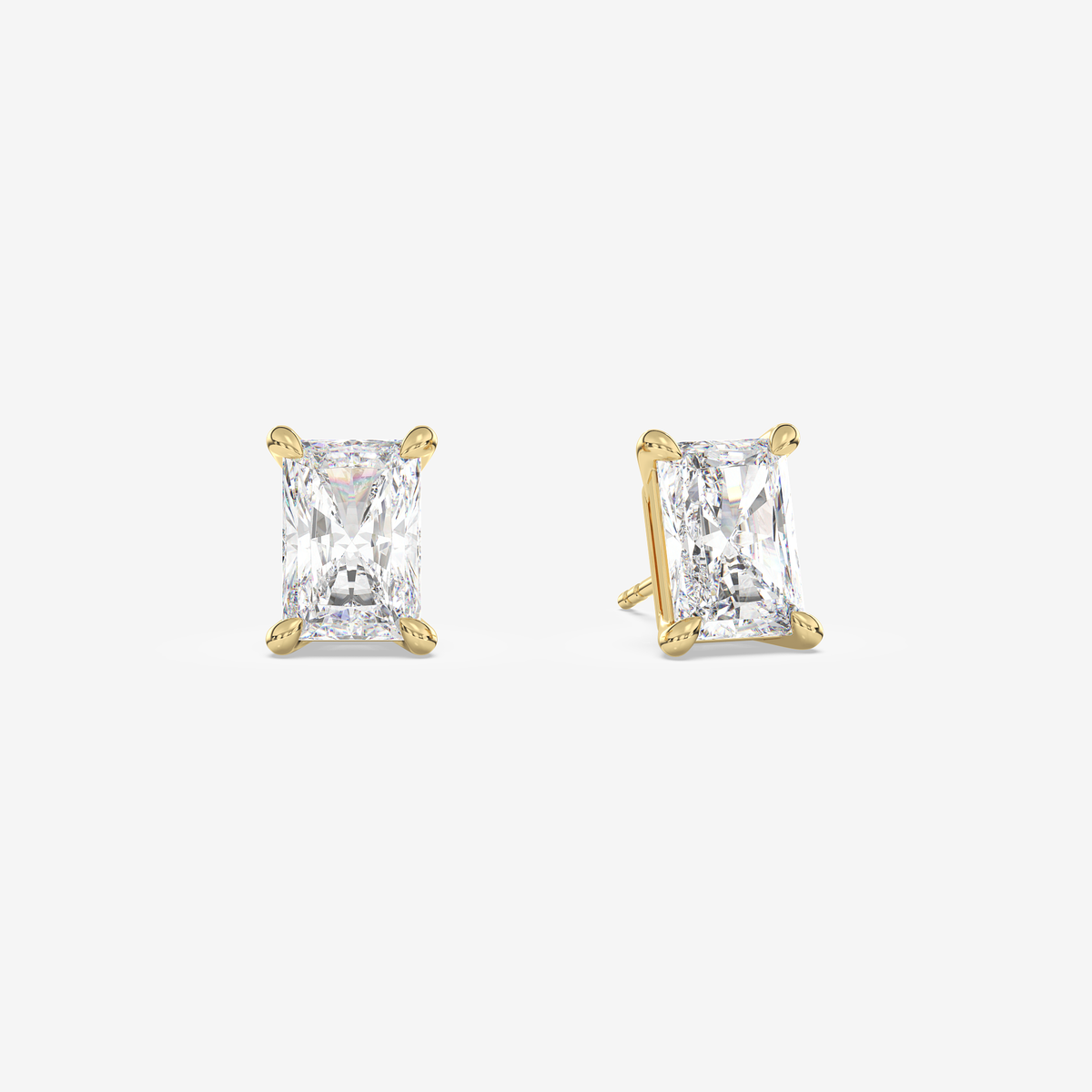 Classic Radiant 4-Prong Lab Grown Diamond Stud Earrings in 14K White Gold