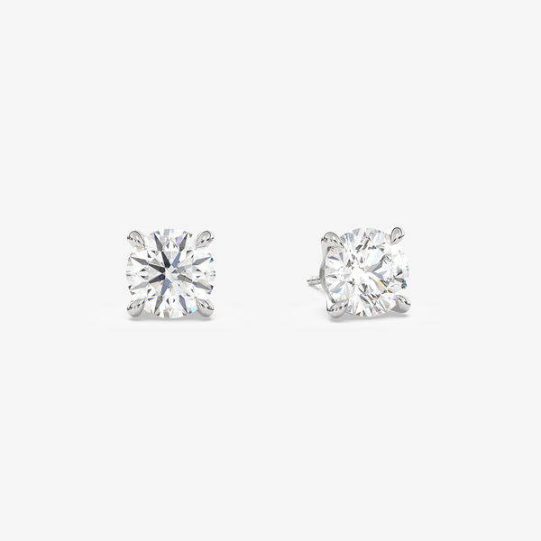 Classic Round 4-Prong Lab Grown Diamond Stud Earrings in 14K White Gold
