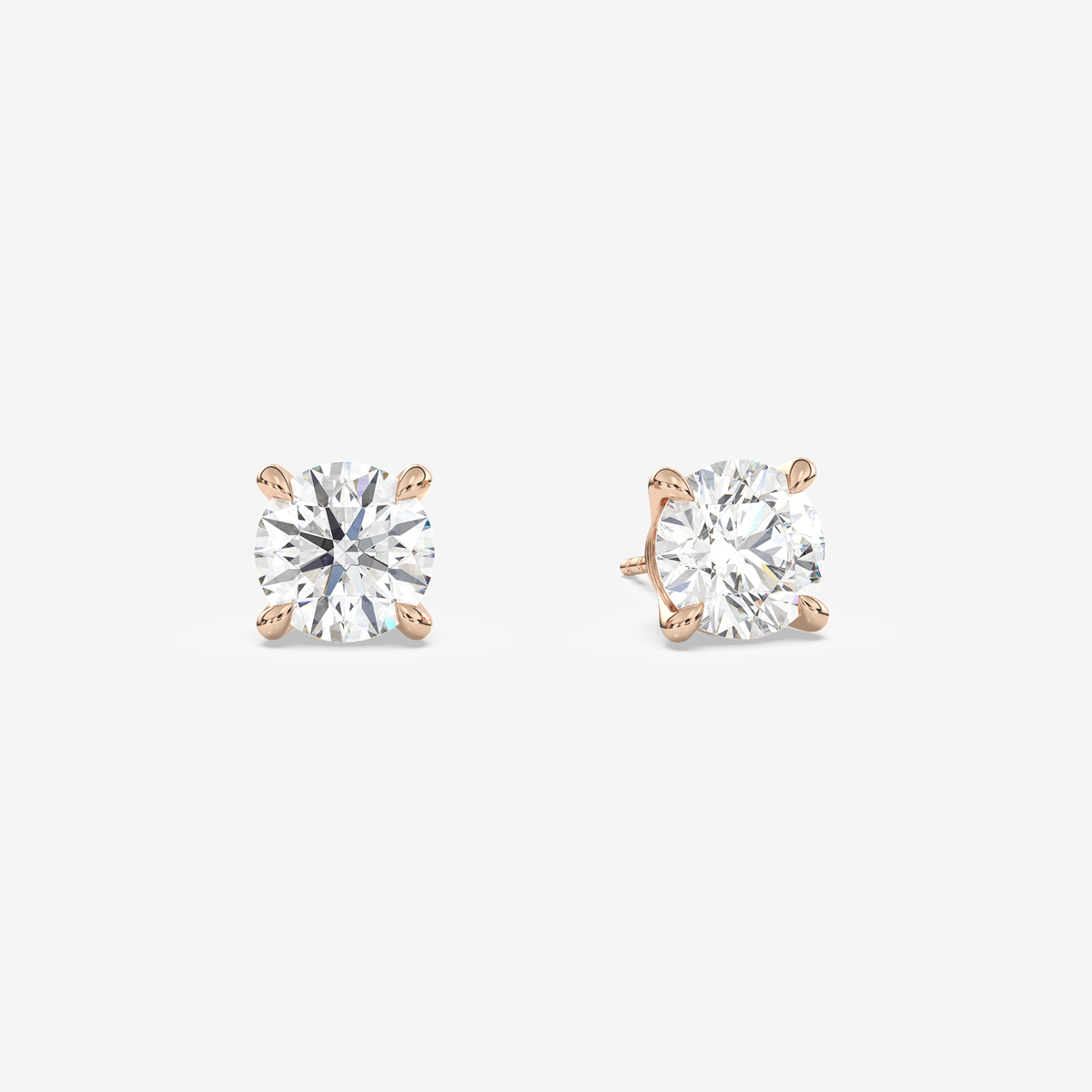 Classic Round 4-Prong Lab Grown Diamond Stud Earrings in 14K White Gold