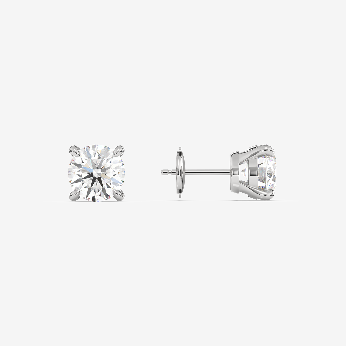 Classic Round 4-Prong Lab Grown Diamond Stud Earrings in 14K White Gold