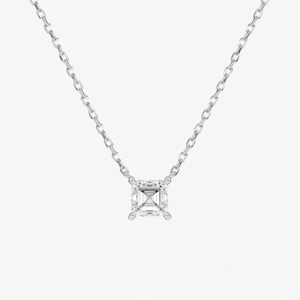 Round Solitaire Diamond Necklace in 14K White Gold Pendant