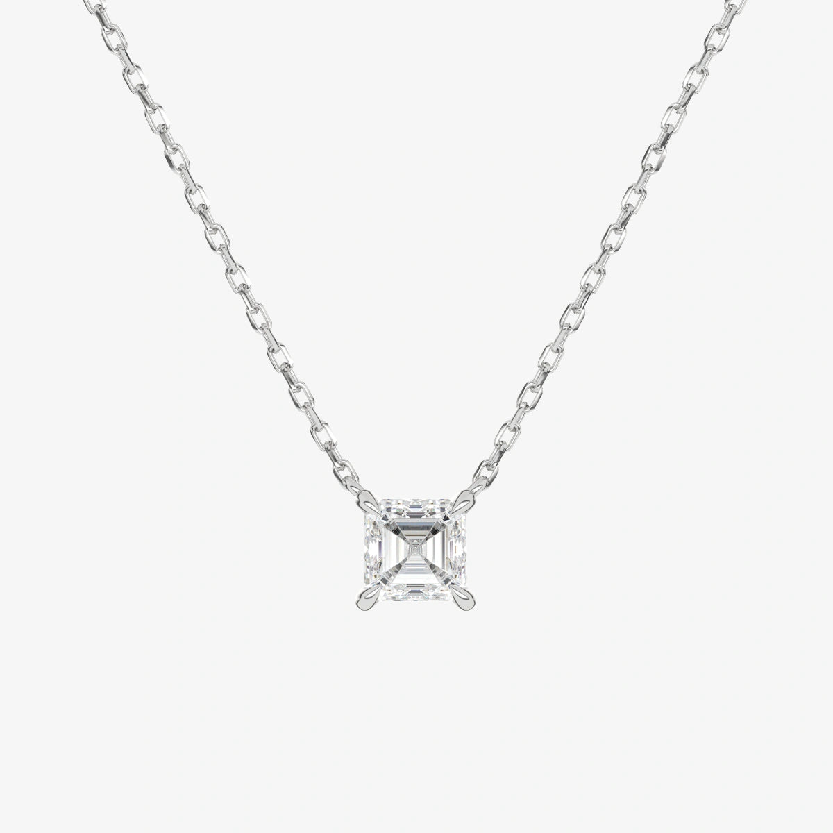 Round Solitaire Diamond Necklace in 14K White Gold Pendant