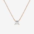 Asscher Solitaire Diamond Necklace in 18K Rose Gold Pendant