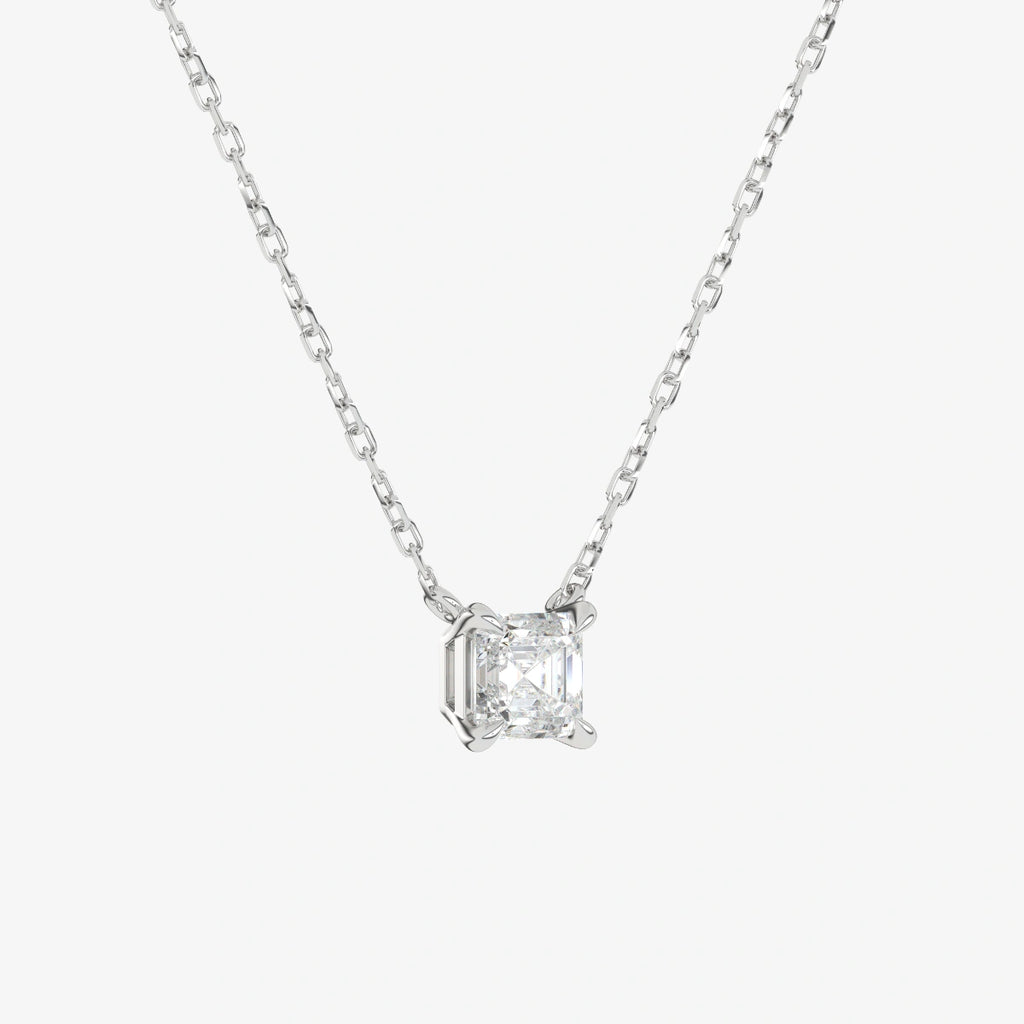Round Solitaire Diamond Necklace in 14K White Gold Pendant