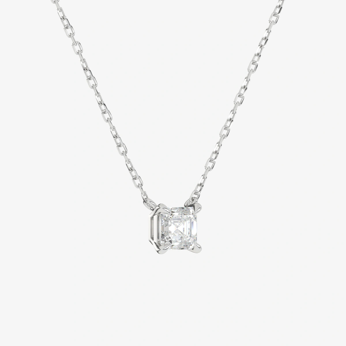 Round Solitaire Diamond Necklace in 14K White Gold Pendant
