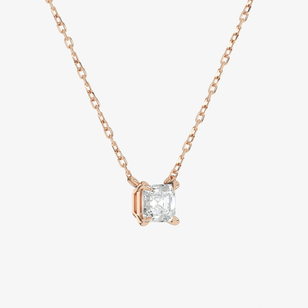 Round Solitaire Diamond Necklace in 14K White Gold Pendant