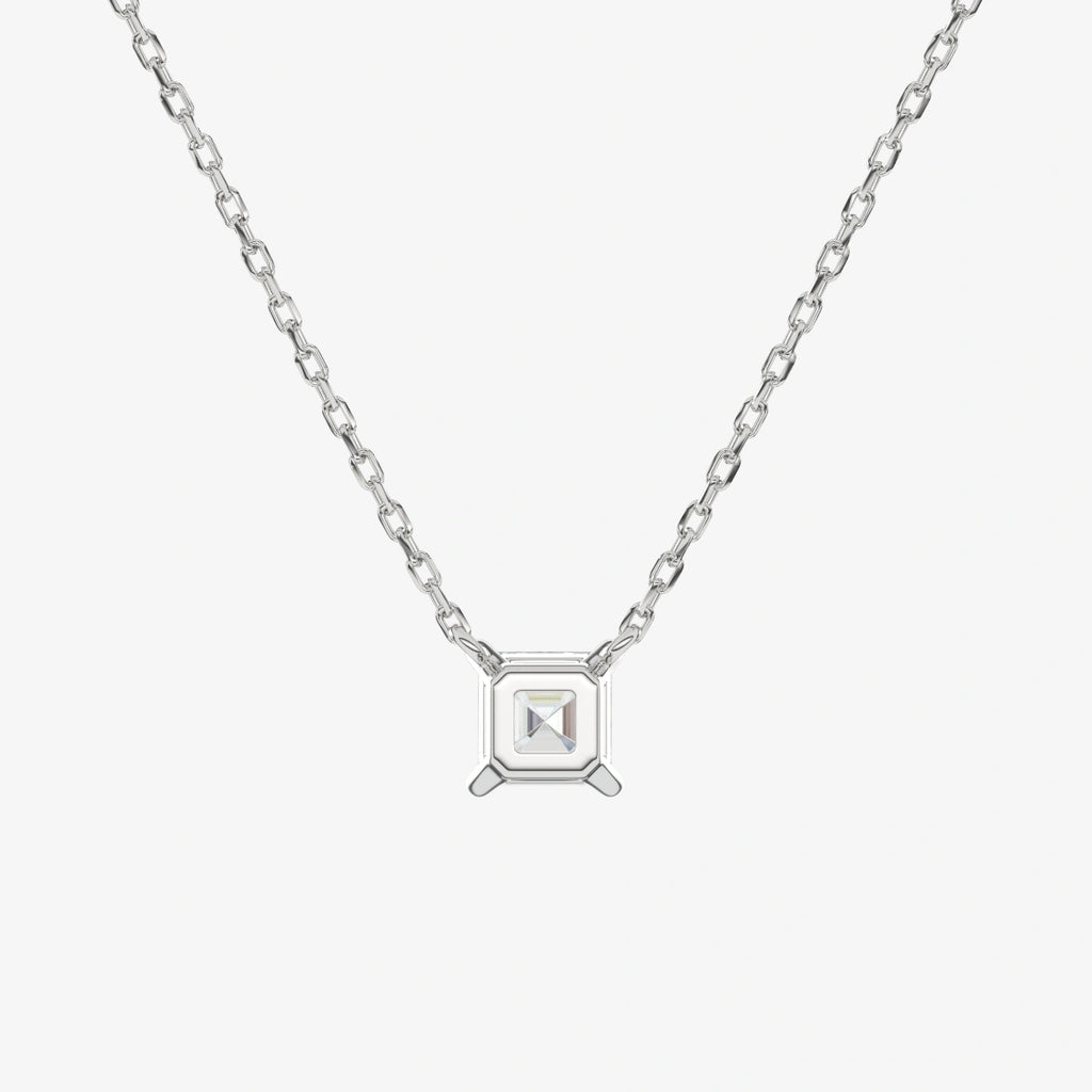 Round Solitaire Diamond Necklace in 14K White Gold Pendant