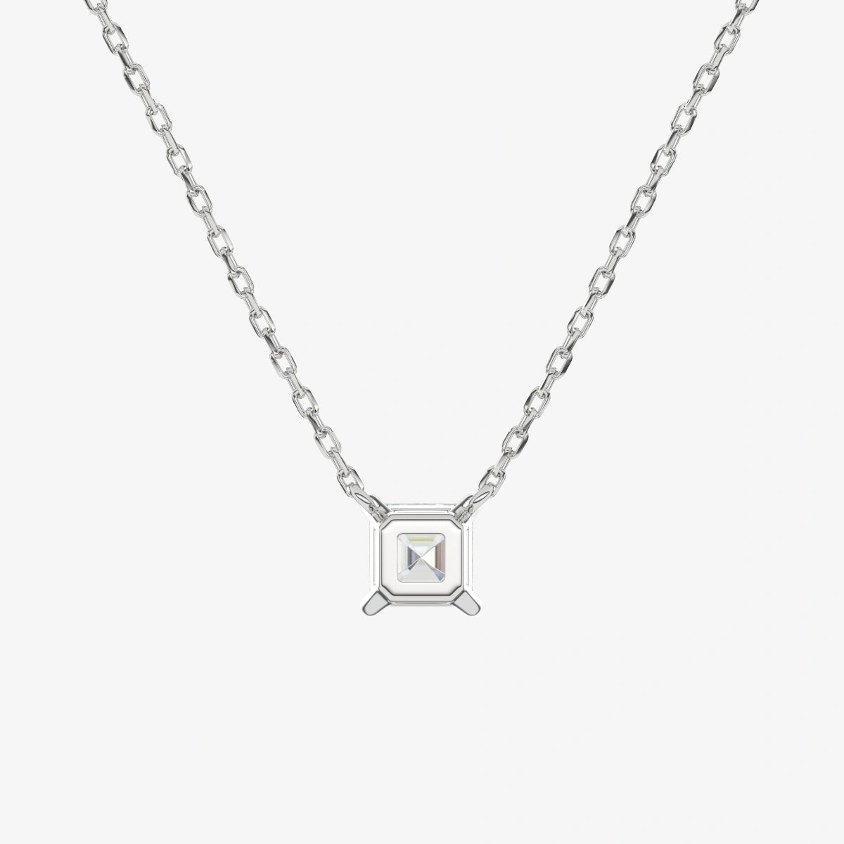 Round Solitaire Diamond Necklace in 14K White Gold Pendant