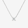 Cushion Solitaire Diamond Necklace in 18K White Gold Pendant