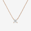 Cushion Solitaire Diamond Necklace in 18K Rose Gold Pendant