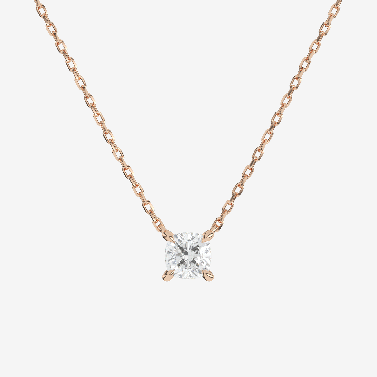 Cushion Solitaire Diamond Necklace in Platinum Pendant