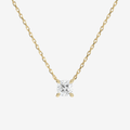 Cushion Solitaire Diamond Necklace in 14K Yellow Gold Pendant