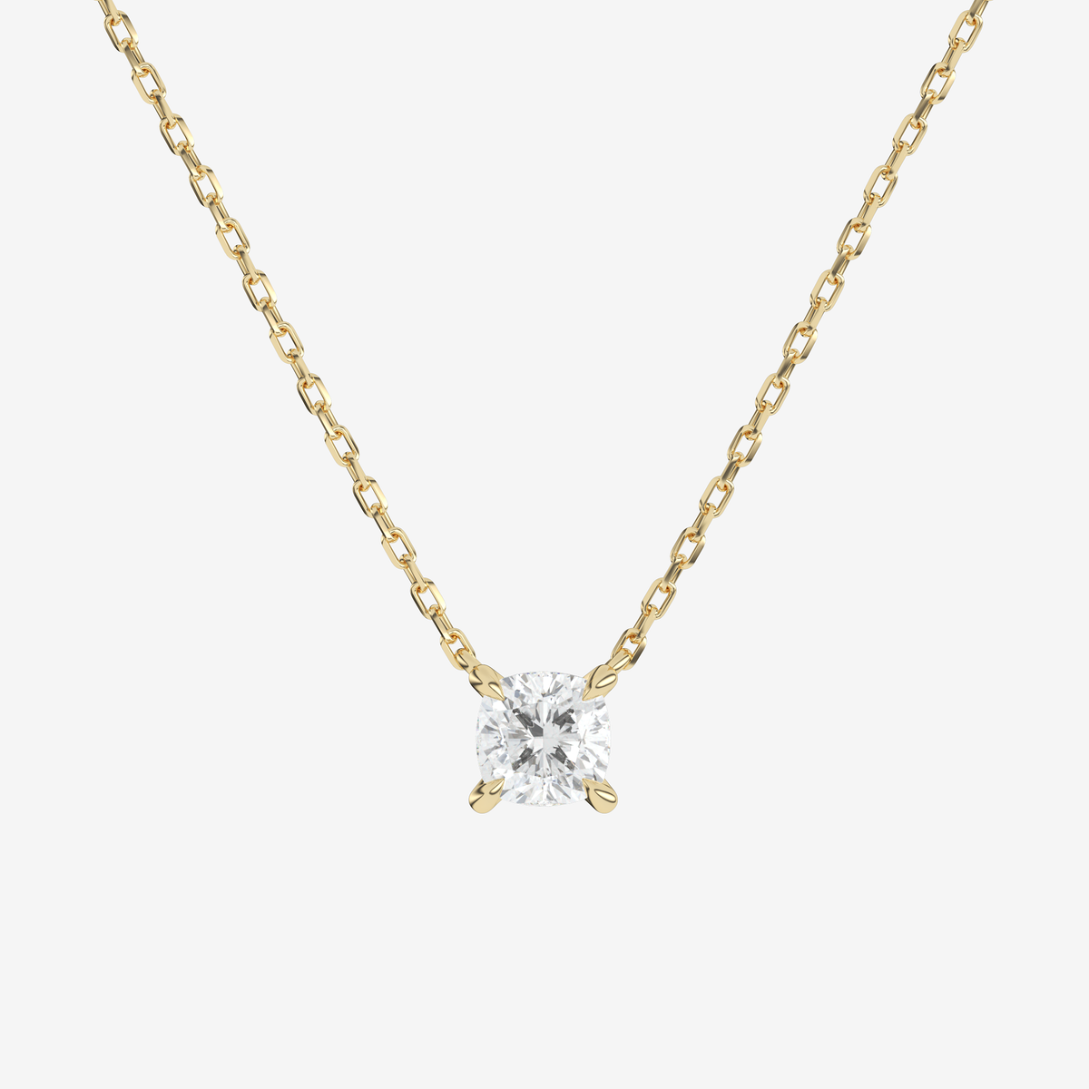 Cushion Solitaire Diamond Necklace in Platinum Pendant