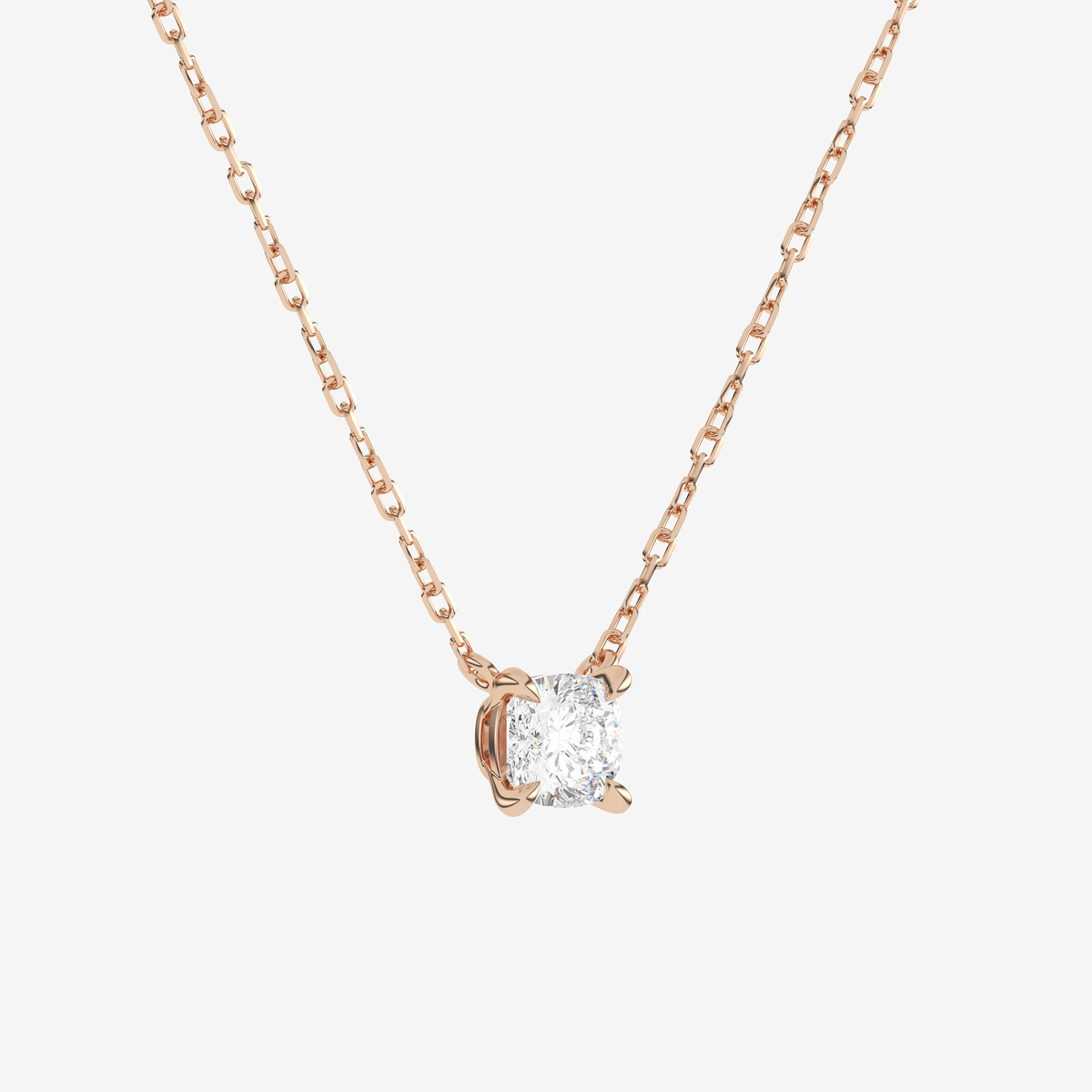 Cushion Solitaire Diamond Necklace in Platinum Pendant