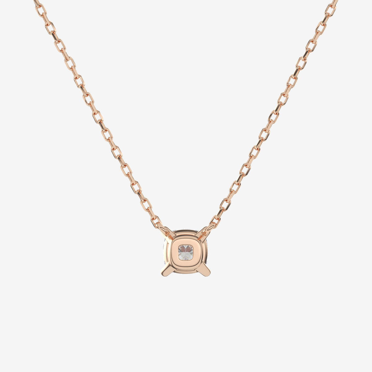 Cushion Solitaire Diamond Necklace in Platinum Pendant