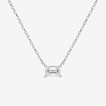 Emerald Solitaire Diamond Necklace in Platinum Pendant