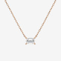 Emerald Solitaire Diamond Necklace in 14K Rose Gold Pendant