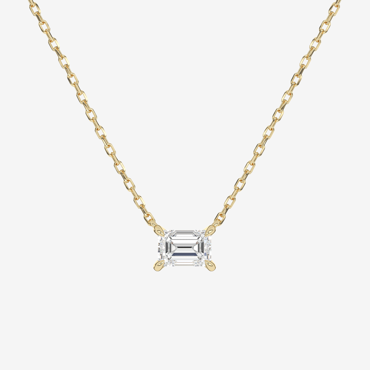 Emerald Solitaire Diamond Necklace in Platinum Pendant