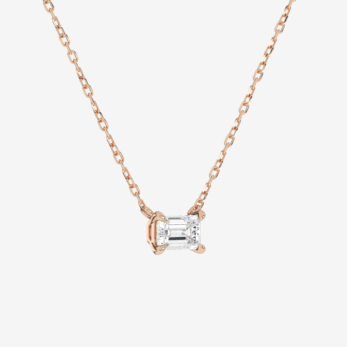 Emerald Solitaire Diamond Necklace in Platinum Pendant