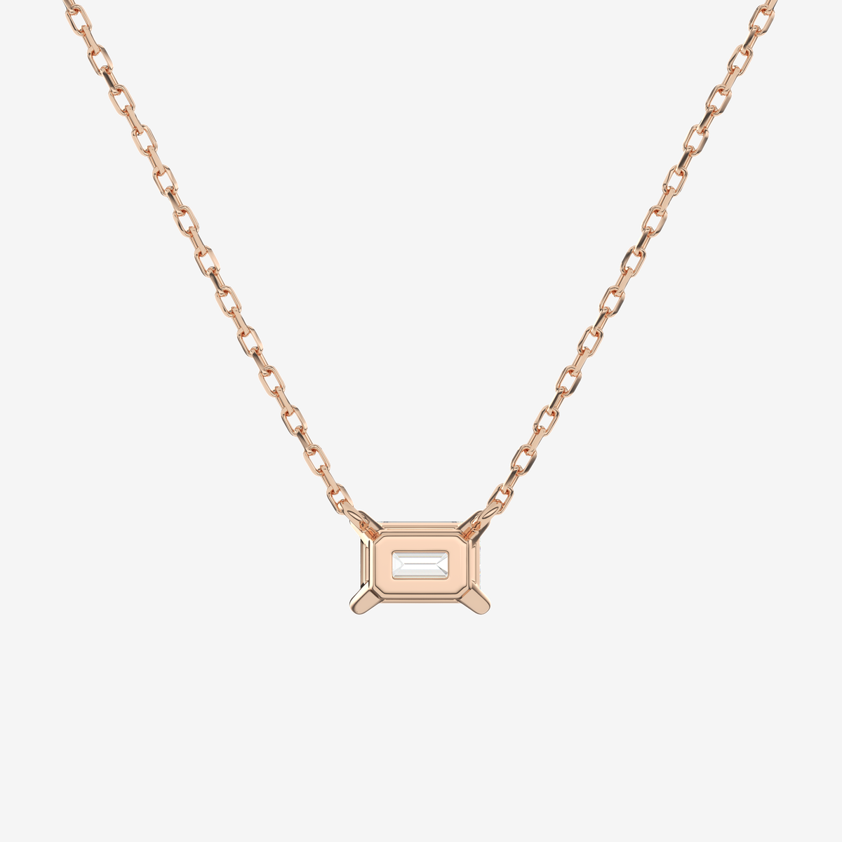 Emerald Solitaire Diamond Necklace in Platinum Pendant