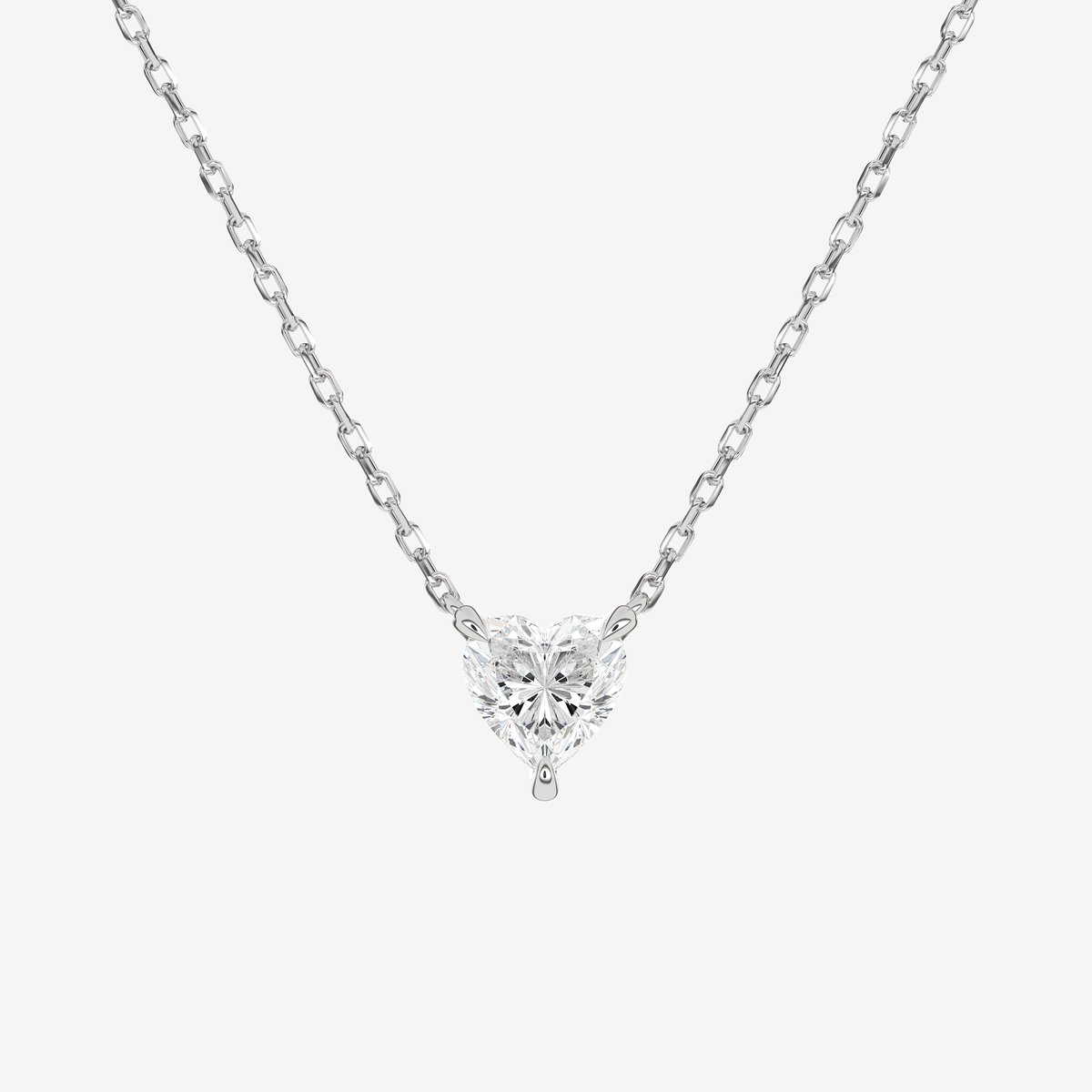 Heart Solitaire Diamond Necklace in Platinum Pendant