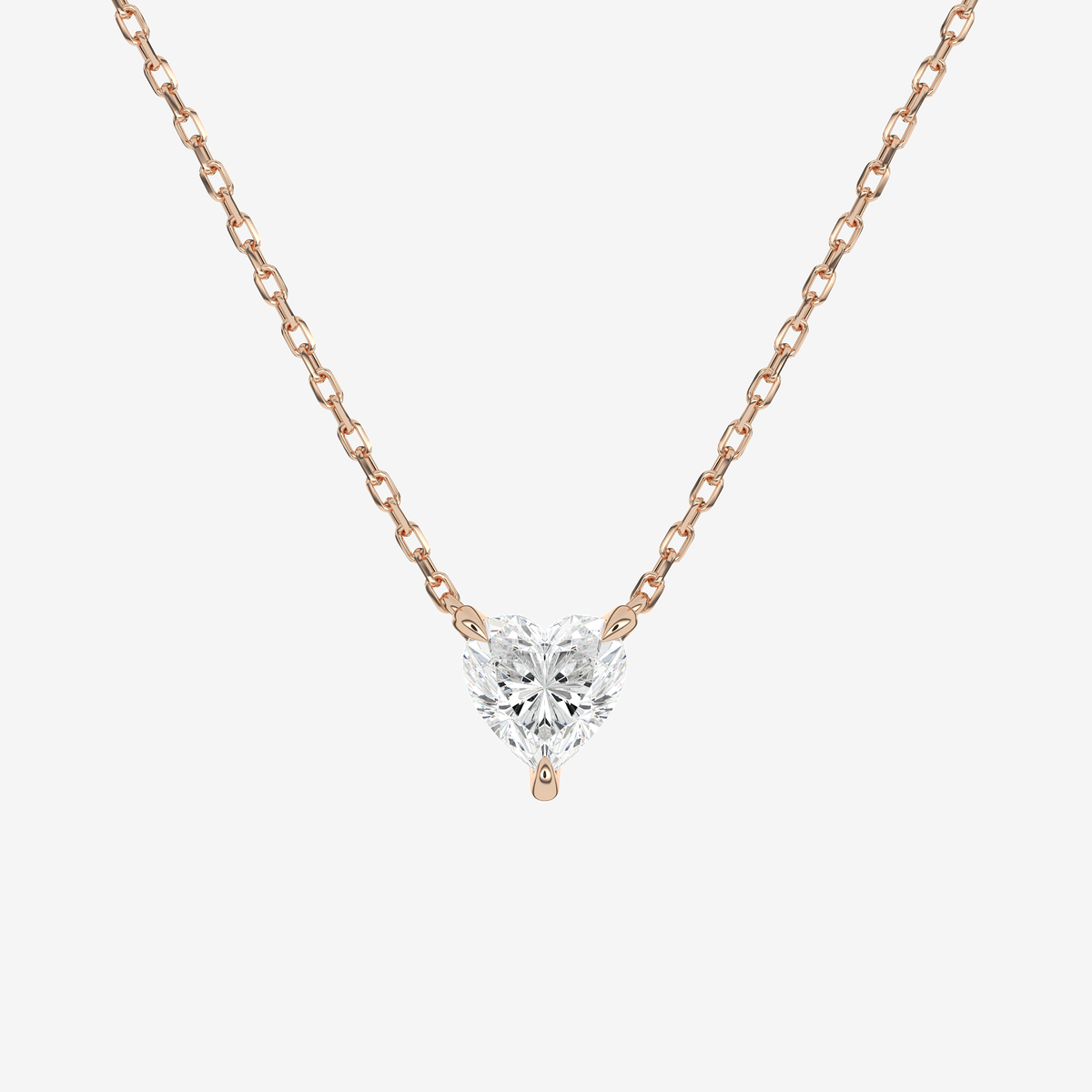 Heart Solitaire Diamond Necklace in Platinum Pendant
