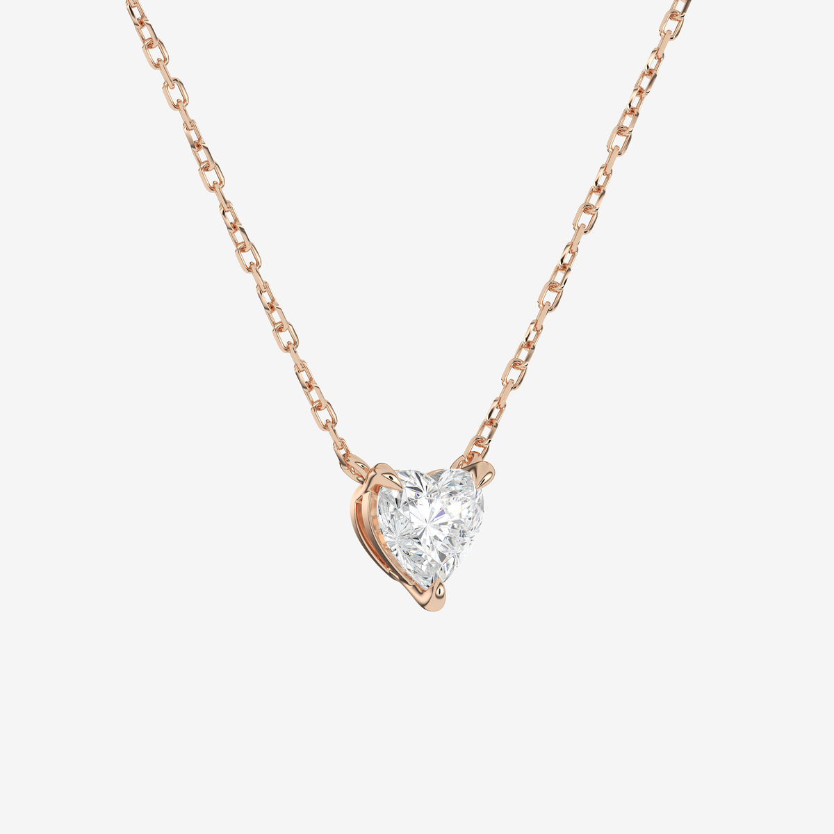 Heart Solitaire Diamond Necklace in Platinum Pendant