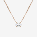 Oval Solitaire Diamond Necklace in 18K Rose Gold Pendant