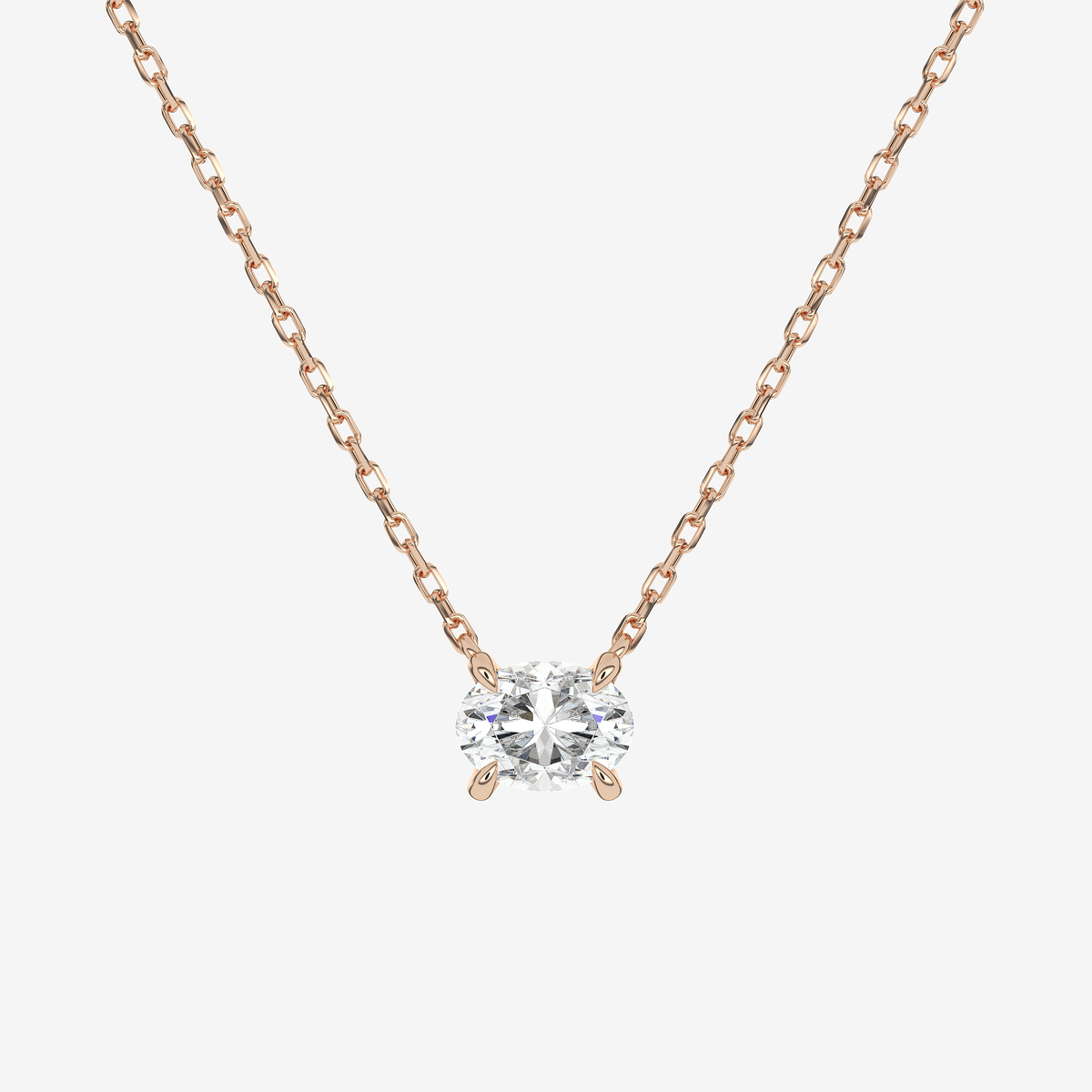 Oval Solitaire Diamond Necklace in Platinum Pendant